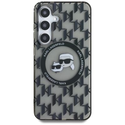 3. Etui Karl Lagerfeld Button Karl&Choupette Heads On KL Pattern MagSafe Samsung Galaxy S25 czarny