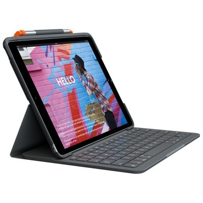 10. Logitech Slim Folio QWERTZ Niemiecki Bluetooth Grafitowy