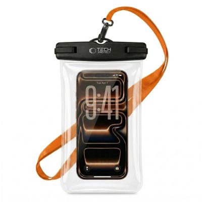 7. Pokrowiec Tech-Protect Waterproof Case UWC7 wodoodporny na urządzenia do 6.9" - czarno-pomarańczowy