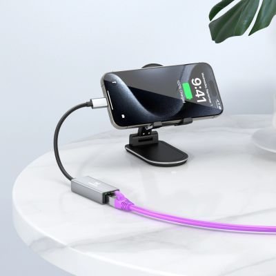 6. Adapter sieciowy Wozinsky WAU-45C Ethernet karta sieciowa LAN Gigabit RJ45 1000 Mb/s USB-C - szara