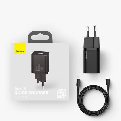 20. Baseus Super Si 1C szybka ładowarka USB Typ C 20W Power Delivery + kabel USB Typ C - Lightning 1m czarny (TZCCSUP-B01)