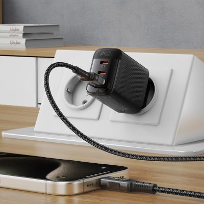 6. Ładowarka sieciowa Acefast A108 GaN PD 67W 2xUSB-C 1xUSB-A - czarna