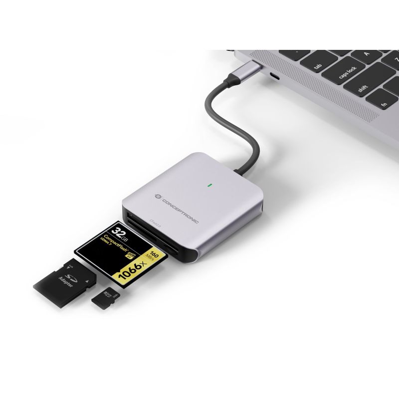 3. Conceptronic BIAN09G czytnik kart USB 3.2 Gen 2 Type-C Szary