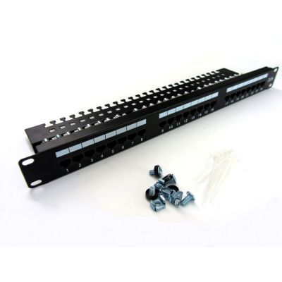 5. Patch-panel 19" DIGITUS DN-91524U-EC 24xRJ45 U/UTP k.5e 1U czarny prow.