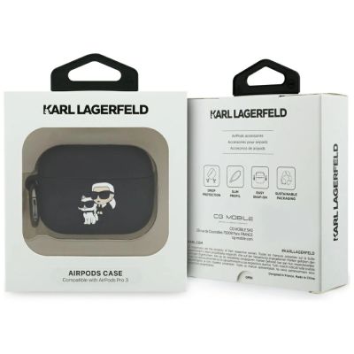 4. Etui Karl Lagerfeld Silicone Karl & Chaupette Head 3D na AirPods Pro 3 - czarne
