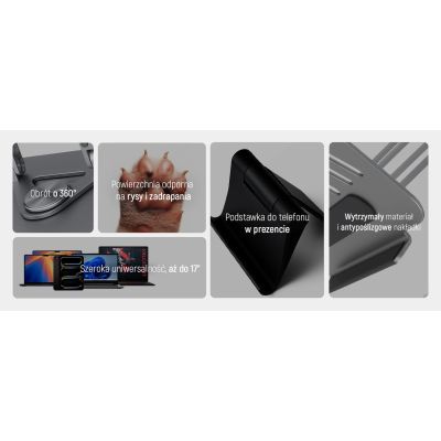 26. Podstawka pod laptopa, tablet Wozinsky WRS-CPY84SS aluminiowa + Gratis! podstawka do smartfona - srebrna
