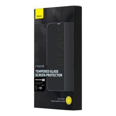 5. Baseus szkło hartowane do iPhone 14 Pro na cały ekran z osłoną na głośnik 0.3mm + ramka montażowa