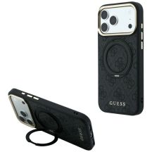Etui Guess Ring Stand 360 4G Classic Logo MagSafe na iPhone 17 Pro / 18 Pro - czarne