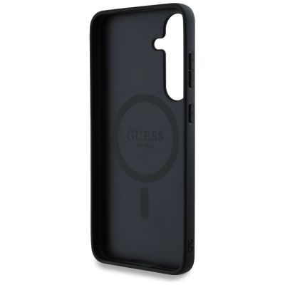 7. Etui Guess Leather 4G Colored Ring Classic Logo MagSafe Samsung Galaxy S25 czarny