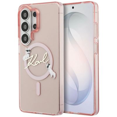 Etui Karl Lagerfeld IML KC Script MagSafe na Samsung Galaxy S26 Ultra - różowe