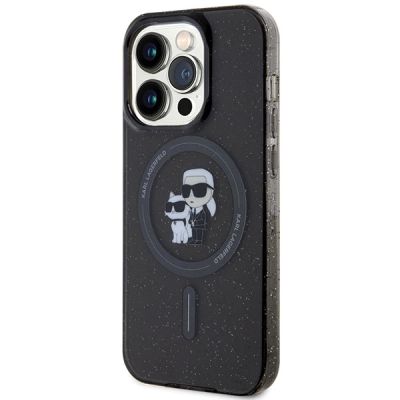 2. Etui Karl Lagerfeld Karl&Choupette Glitter MagSafe na iPhone 15 Pro - czarne