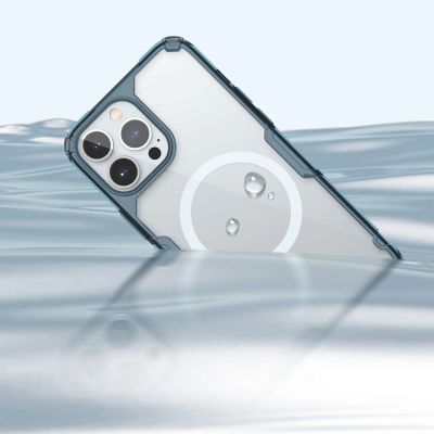 18. Nillkin Nature Pro Magnetic Case etui iPhone 14 Pro magnetyczny pokrowiec MagSafe niebieski