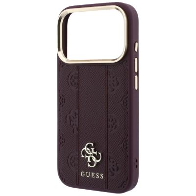 6. Etui Guess Stripe Peony 4G Logo MagSafe na iPhone 18 Pro / 17 Pro - burgundowe
