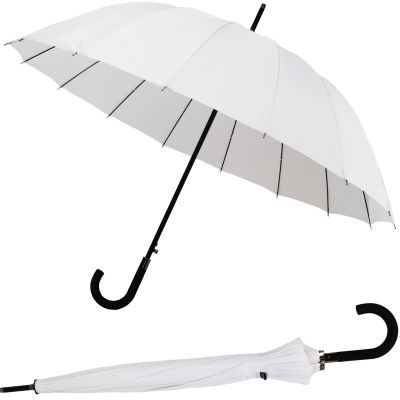 PARASOL DŁUGI PÓŁAUTOMATYCZNY 16 ŻEBER BIAŁY SEMI LINE
