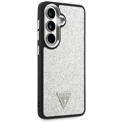 4. Etui Guess Fixed Glitter Triangle MagSafe na Samsung Galaxy S26+ - srebrne