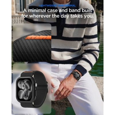 6. Zestaw etui Spigen Thin Fit + pasek Spigen Lite Fit Ultra na Apple Watch (46 mm) - czarne