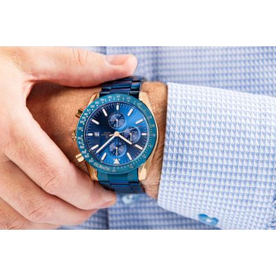 4. Zegarek Męski Giewont Chronograph Sapphire Niebiesko Miedziany GW8720-B5