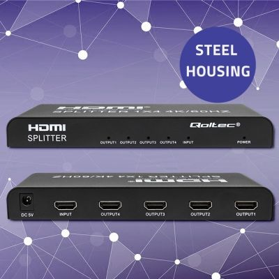 2. QOLTEC ROZDZIELACZ SPLITTER 4XHDMI 4KX2K | 6GB/S | 60HZ