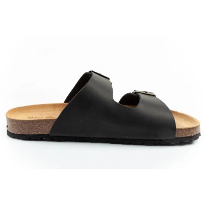 4. Bio Bio buty laczki męskie klapki profilowane skóra naturalna czarne