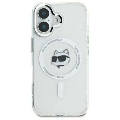 3. Etui Karl Lagerfeld IML Metal Choupette Head MagSafe na iPhone 16 Plus - białye