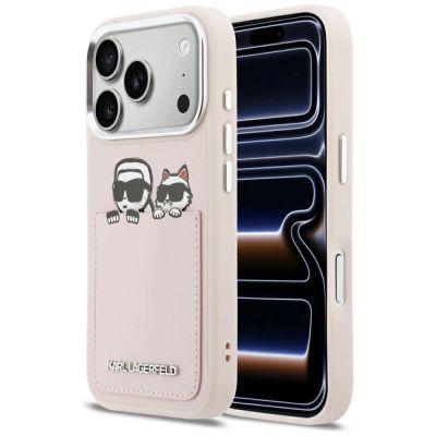 Etui Karl Lagerfeld Karl & Choupette Print & Pocket na iPhone 17 Pro - różowe