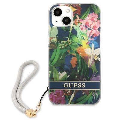 3. Etui Guess Flower Strap na iPhone 13 mini - niebieskie