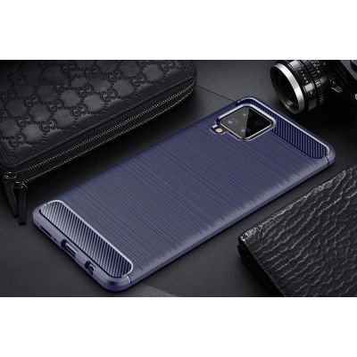 3. Carbon Case elastyczne etui pokrowiec Samsung Galaxy A42 5G niebieski
