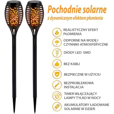 5. POCHODNIA LAMPA SOLARNA TAŃCZĄCE PŁOMYKI 12 LED SMD 7x7x50CM