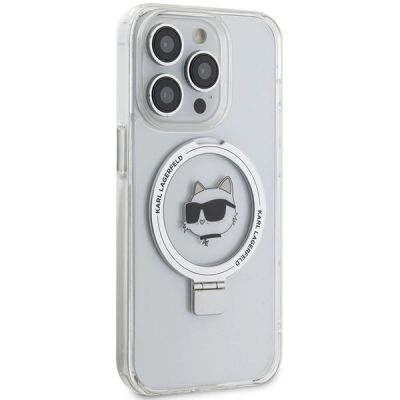 4. Etui Karl Lagerfeld Ring Stand Choupette Head MagSafe do iPhone 15 Pro - białe