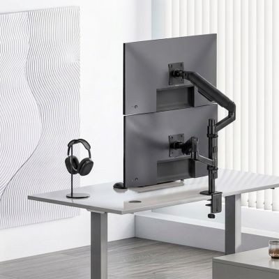 2. ERGO OFFICE UCHWYT / WIESZAK NA 2 MONITORY, SPRĘŻYNA GAZOWA, 17"-32", 1-10KG, CZARNY MAT, ER-692 B