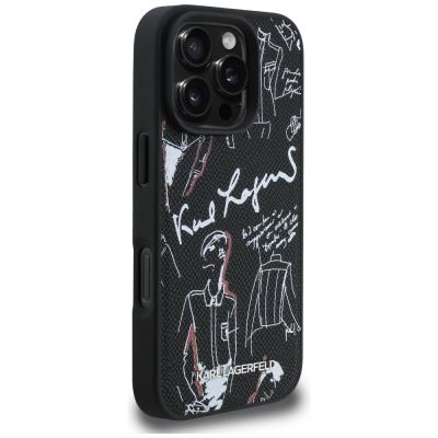 4. Etui Karl Lagerfeld Grained Pattern & Logo MagSafe na iPhone 16 Pro - czarne