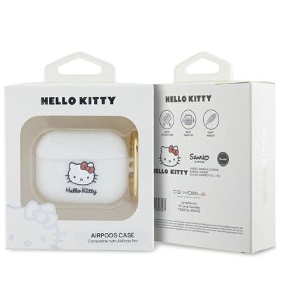 3. Etui Hello Kitty Silicone 3D Kitty Head na AirPods Pro - białe
