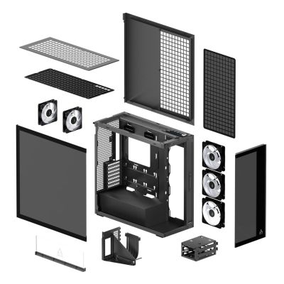 9. Obudowa Arctic Xtender Schwarz z oknem z GPU mountem