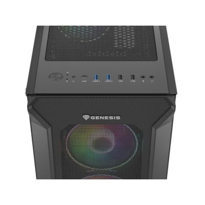 24. Obudowa NATEC Genesis Irid 505 ARGB NPC-1518 (ATX. Micro ATX. Mini ITX; kolor czarny)