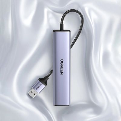 25. Ugreen wielofunkcyjny adapter HUB USB 3.0 - 3 x USB / Ethernet RJ-45 / USB Typ C PD szary (CM475)