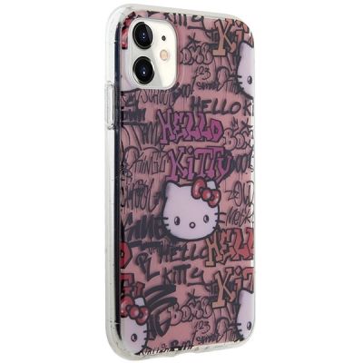4. Etui Hello Kitty IML Tags Graffiti na iPhone 11 / Xr - różowe