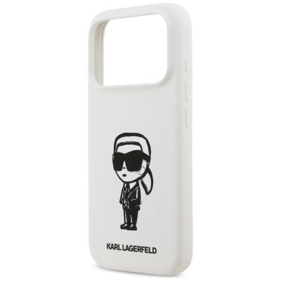 6. Etui Karl Lagerfeld Silicone Karl Sketch & Logo MagSafe na iPhone 17 Pro - białe