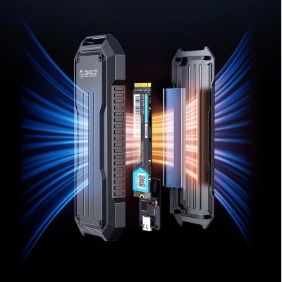 5. Wzmocniona kieszeń dyskowa Orico OXS2C3-G2 M.2 NVMe/SATA SSD USB-C 3.2 taktyczna - szara