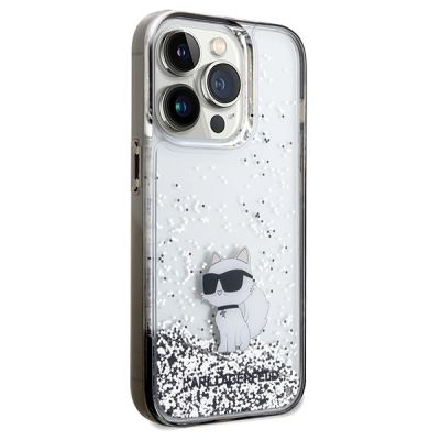 4. Etui Karl Lagerfeld Liquid Glitter Choupette na iPhone 14 Pro Max - przezroczyste