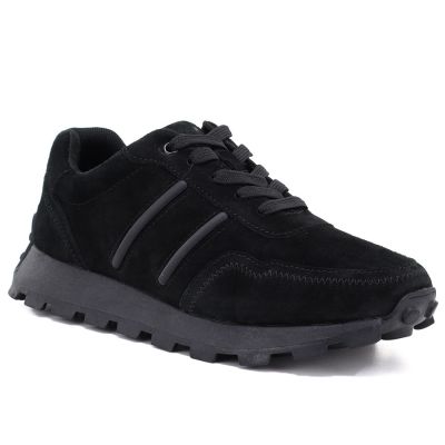 Skórzane półbuty sneakersy platformy czarny S.Barski