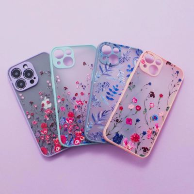 7. Design Case etui do iPhone 12 Pro Max pokrowiec w kwiaty ciemnoniebieski