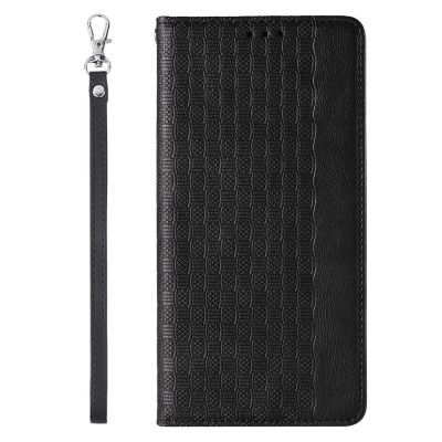5. Magnet Strap Case etui iPhone 14 pokrowiec z klapką portfel mini smycz podstawka czarne