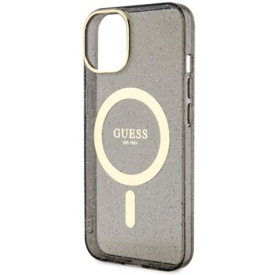 6. Etui Guess Glitter Gold MagSafe na iPhone 14 - czarne