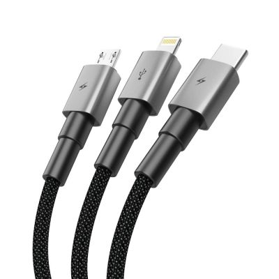 2. Kabel Tech-Protect UltraBoost DNA 3w1 USB-C / Micro-USB / Lightning 120 cm - szary