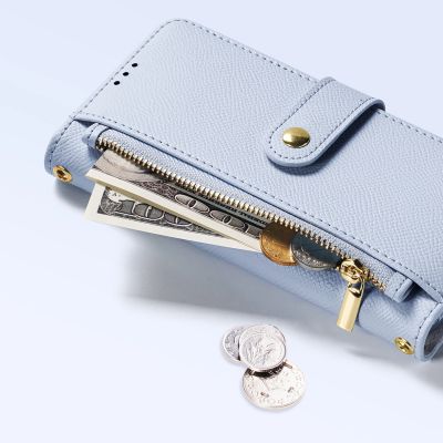 7. Etui skórzane Dux Ducis Lawa na iPhone 16 Pro z odłączanym portfelem magnetycznym - błękitne