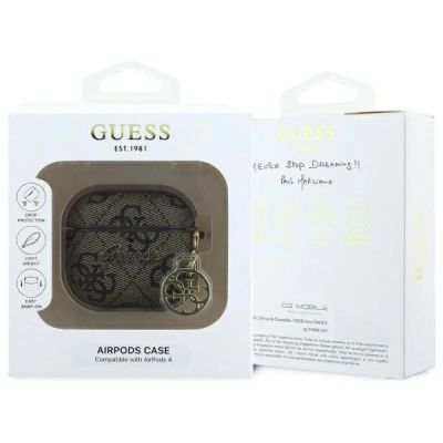 3. Etui Guess 4G Charm Collection na AirPods 4 - brązowe