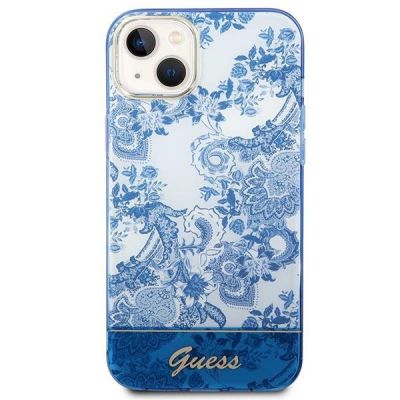 3. Etui Guess Porcelain Collection na iPhone 14 Plus - niebieskie