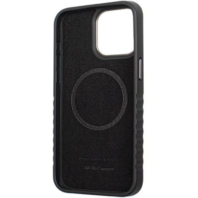 9. Etui Audi Genuine Leather z MagSafe na iPhone 15 Pro Max - czarno-czerwone