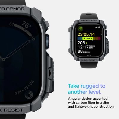 9. Etui Spigen Rugged Armor na Apple Watch 10 46 mm - szare