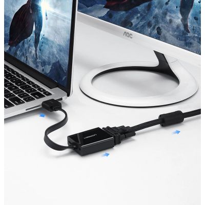 4. Ugreen adapter przejściówka HDMI - VGA micro USB / audio 3,5 mm mini jack czarny (40248)